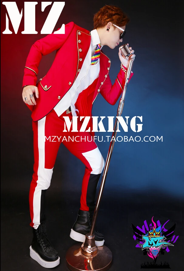 Бесплатная доставка новинка хип-хоп рок мужской певец черный и белый красный с