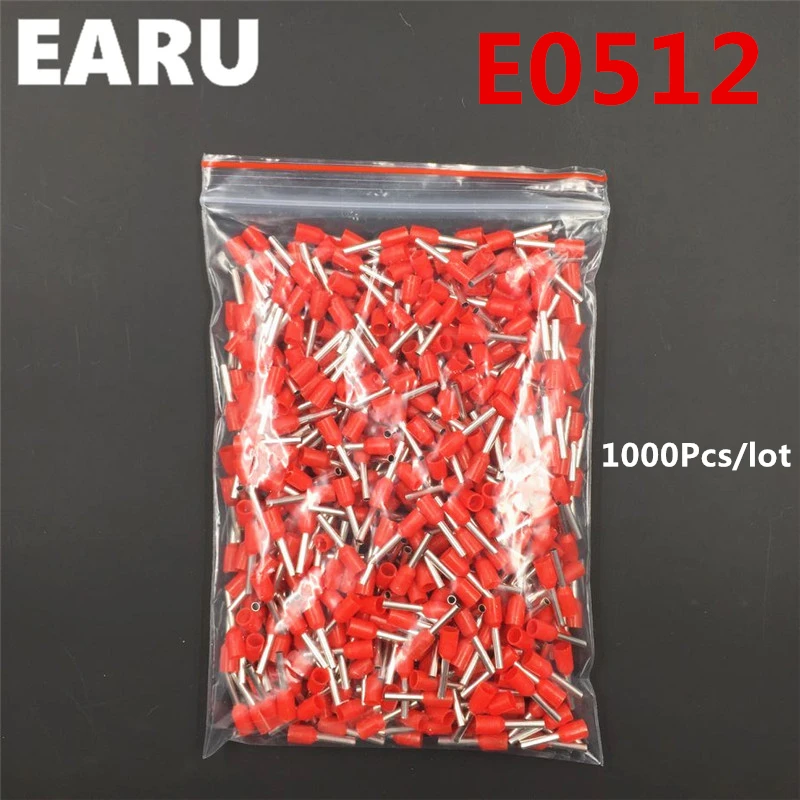 1000 шт. E0512 изоляционная Изолированная клемма 0 5 кв. мм 22AWG Кабельный соединитель