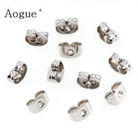 100 pieces stainless steel earring back 4x6mm silver tone metal earback earring stopper for findings diy jewelry making
