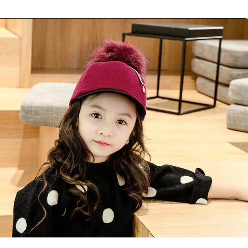 Baby Girls Boys HAT Autumn Winter children Warm Hair Ball CAP Baby Pendant Baseball CAP Boy Girl Trip Sun HAT