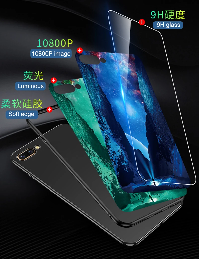 Светящийся чехол для Huawei P20 Lite Pro Mate 20 20X Nova 3 3i 3e 2s 9 H из закаленного стекла с