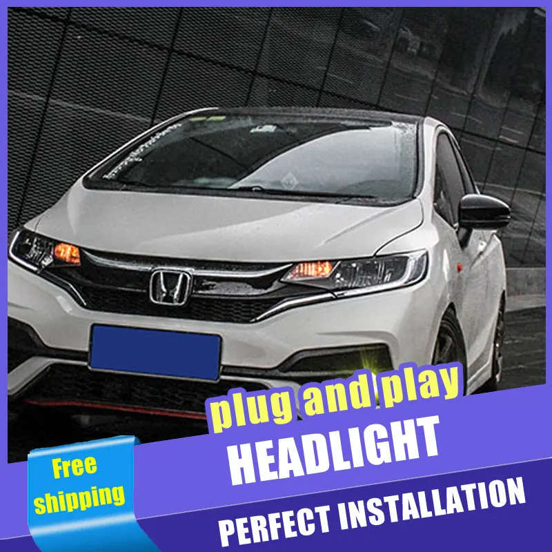 2 шт. автомобиль Стиль все-светодиодный фары для Honda fit 2013-2019 подходит налобный