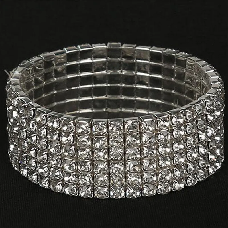 PINKSEE Блестящий Кристалл Стразы эластичный браслет свадебные ювелирные изделия