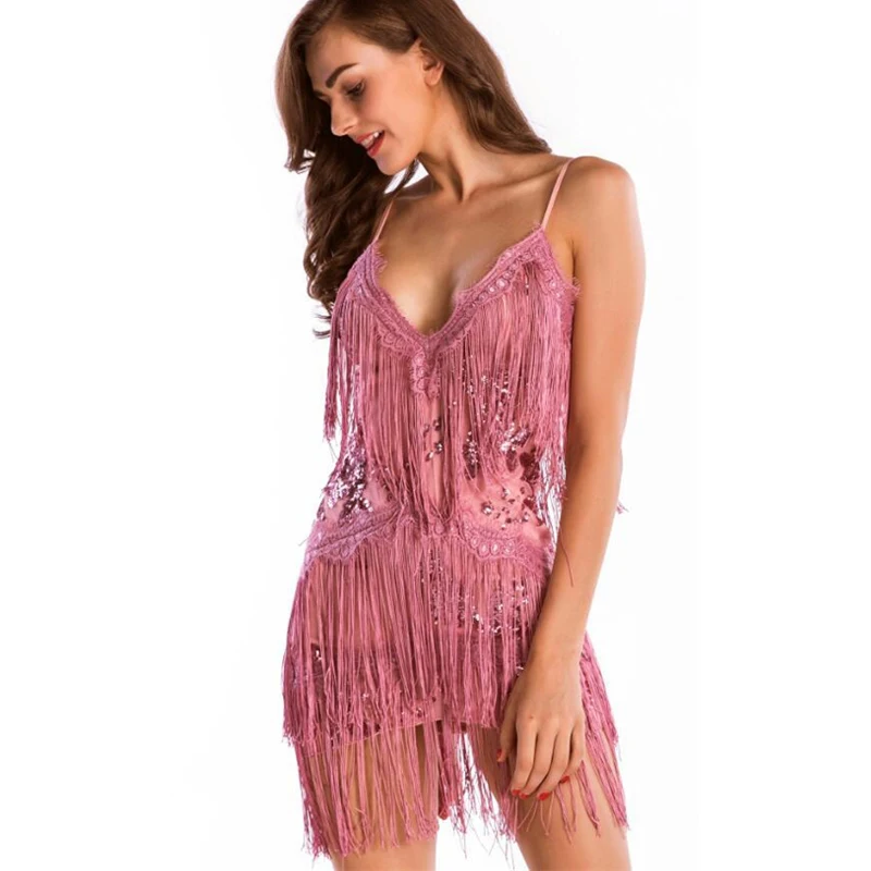 Dressmecb Для женщин V Средства ухода за кожей Шеи кисточкой Оболочка Sequine мини платье