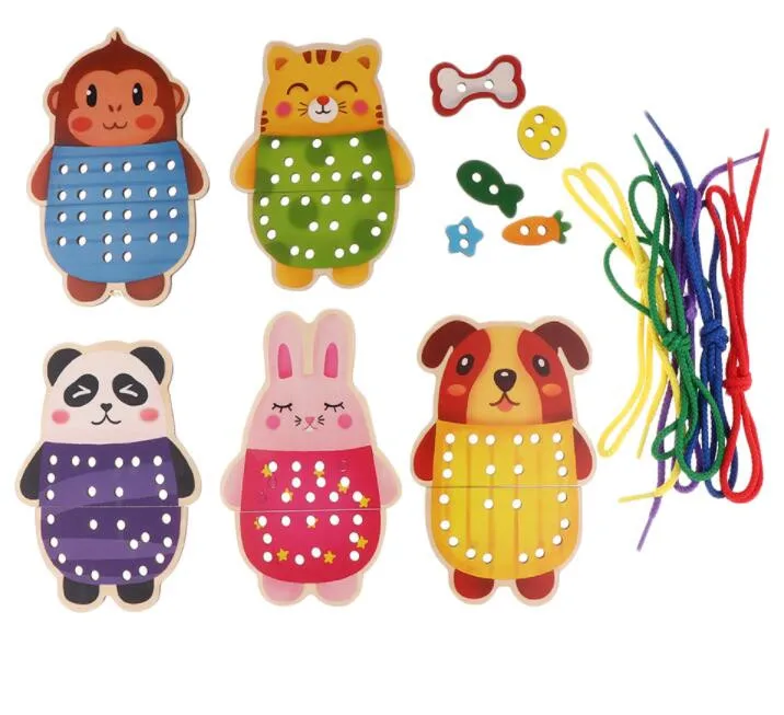 5 шт./компл. шнуровка игрушки ранние дети умное образование сделай сам Threading Puzzle