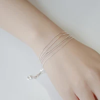 daisies new arrivals pure 925 sterling silver multi layer snake chain bracelet sweet girl lady simple style pulseras de plata