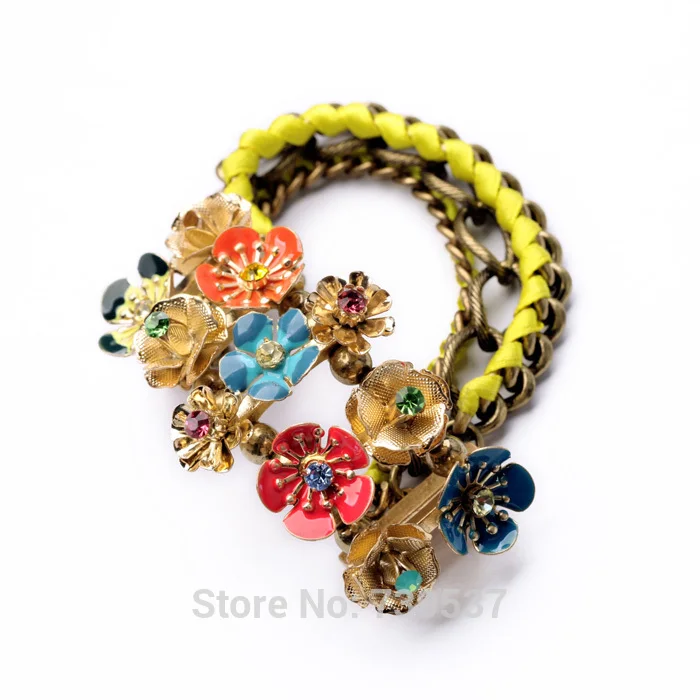2017 романтический стиль эмаль красивые цветы установка эластичный браслет для