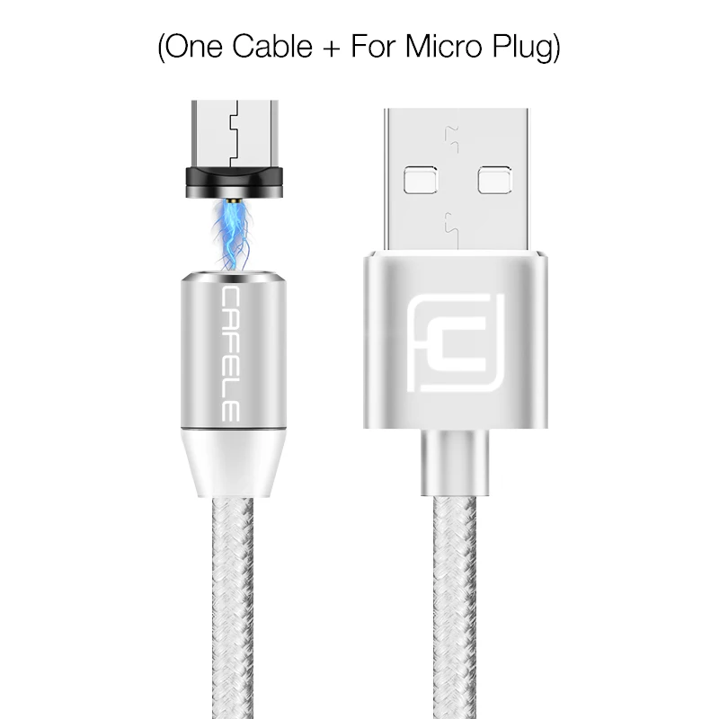 Cafele Магнитный USB кабель Micro usb type-C кабель для iPhone Xs Max X 8 7 6 USB-C кабели для зарядки для samsung S10 Xiaomi huawei - Цвет: Silver for Micro