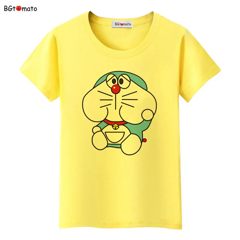 Футболка bgtomato Doraemon женская рубашка с милым мультяшным принтом детства брендовые