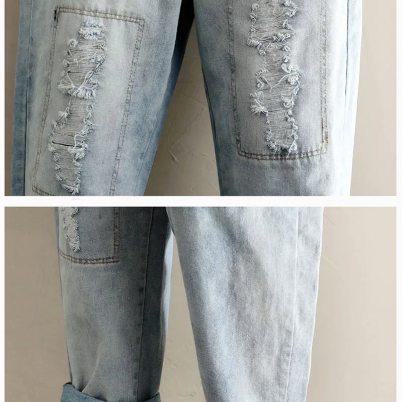 Светильник Синие рваные джинсы бойфренда для женщин лето 2019 эластичная талия