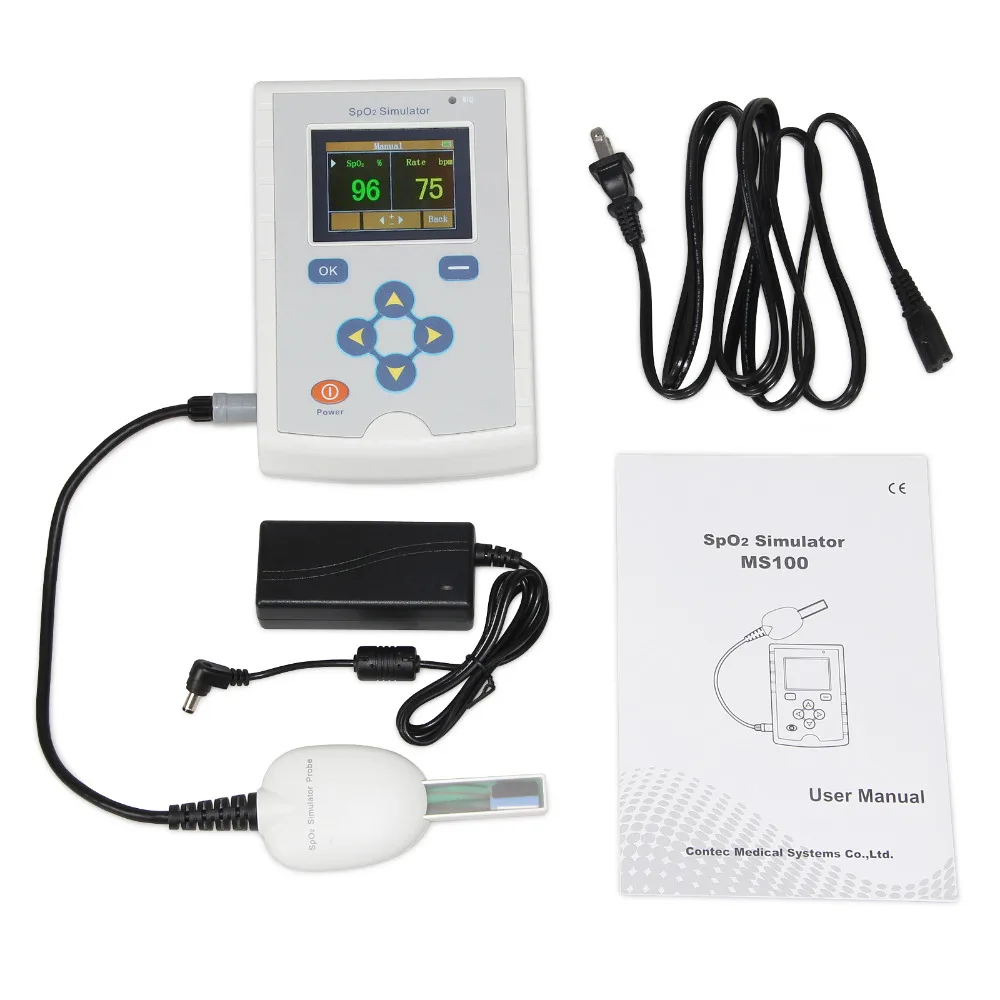 CONTEC MS100 SpO2 симулятор, насыщение кислородом, моделирование частоты пульса