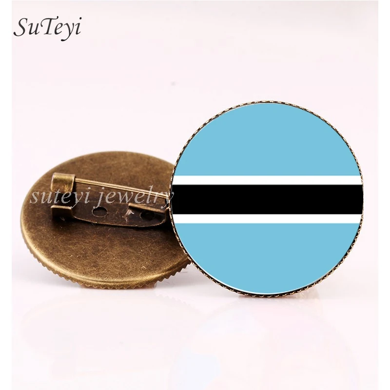 bronze SUTEYI, Винтажная брошь в виде значка, Ангола/Бенин/Ботсвана, флаг, стеклянный купол, броши, булавки, ювелирные изделия - Окраска металла: bronze