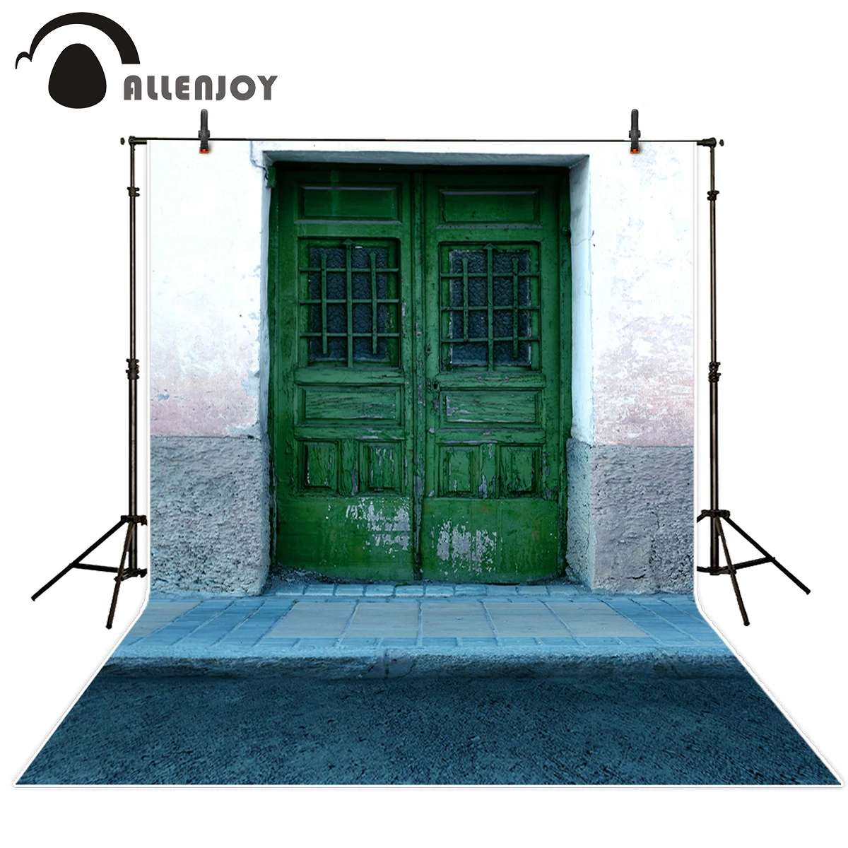 Allenjoy photographic background Cement stone brick green wooden door classic new backdrop photocall photo printed customize | Электроника