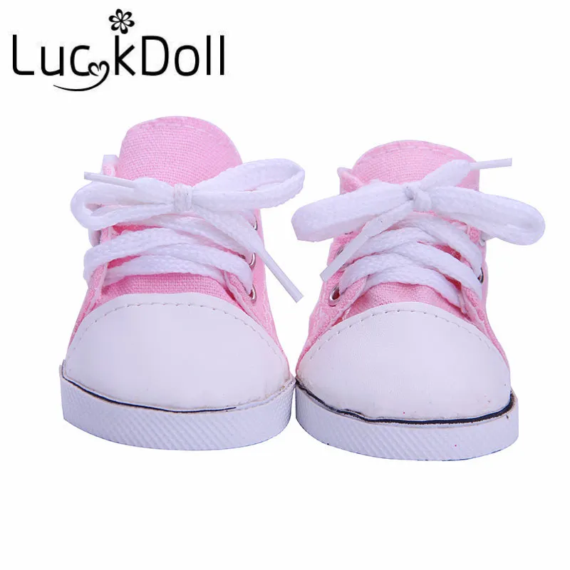 LUCKDOLL однотонная парусиновая обувь подходит для 18 дюймовых американских кукол 43