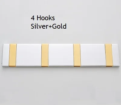 Silver Gold 4 Hooks Premintehdw одноцветное алюминиевое настенное крепление, скрытое складное пальто, крючок для одежды, крючки для халатов, черный, золотой, серебряный, один 4, 6 крючков - Цвет: Silver Gold 4 Hooks