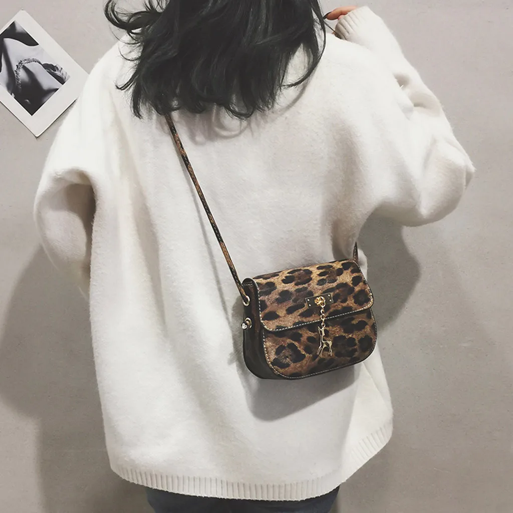 Сумка с леопардовым принтом винтажная Маленькая кожаная сумка сумки через плечо