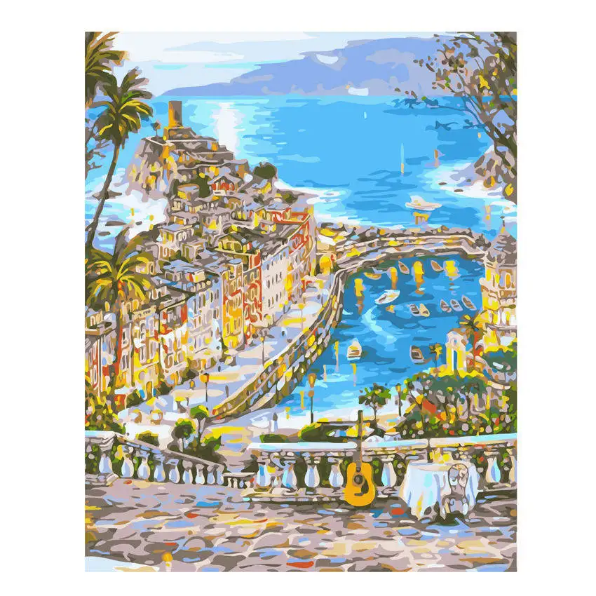 town Painting 19 Diy картина по номерам, Мак, Раскраска по номерам, цветы Раскраска по номерам, Роза - Цвет: town Painting 19