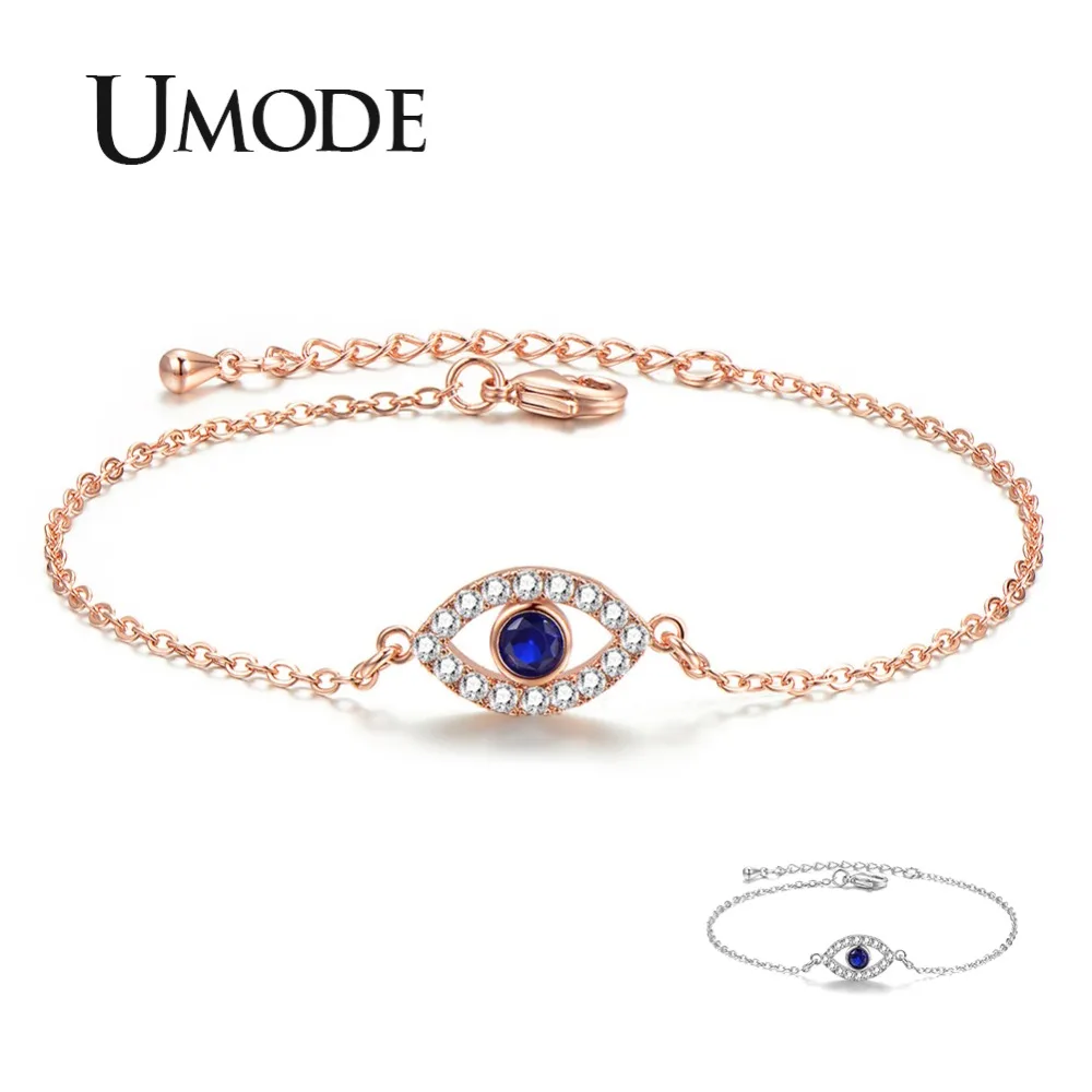 UMODE новые синие с клипсами Дурной глаз браслеты из нержавеющей стали для женщин