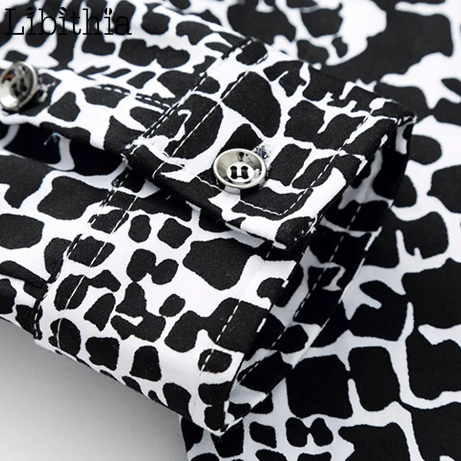 Мужская Повседневная рубашка с леопардовым принтом Облегающая большого размера