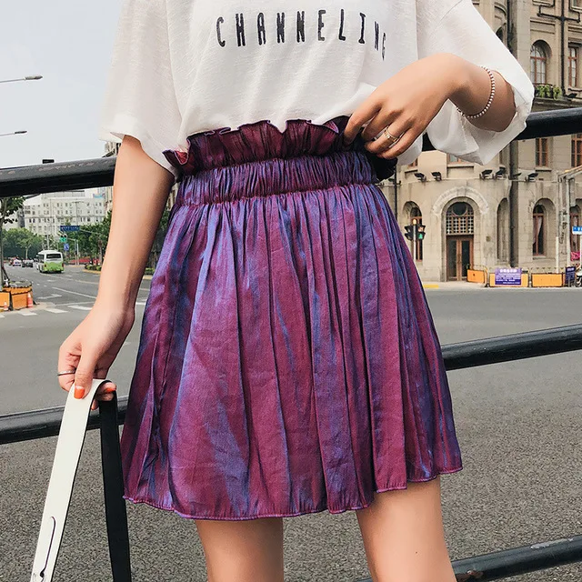 

Ladies Ruffled Midi Skirts 2018 Summer/Spring High Quality Clothing Wholesale New Pleate SkirtIn The Knee-Length Sexy Pressure
