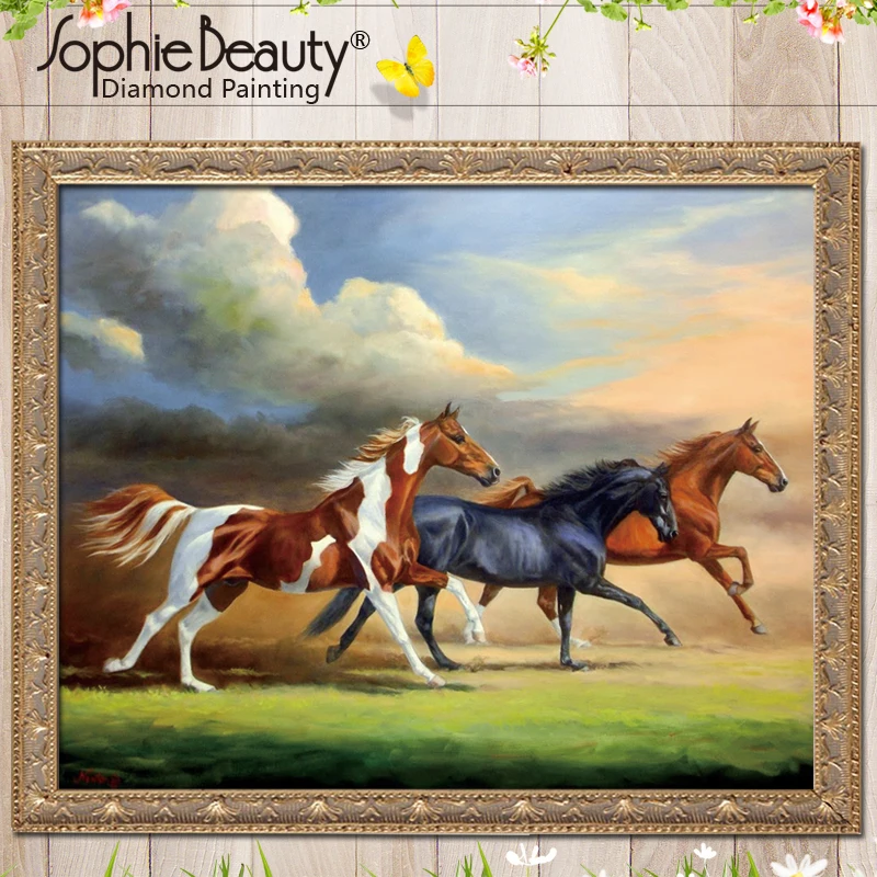 2018 Rushed Promotion Europe Needlework 3d Diamond Embroidery Full Resin With Picture Home Decor Mosaic Diy Painting Horse | Дом и сад