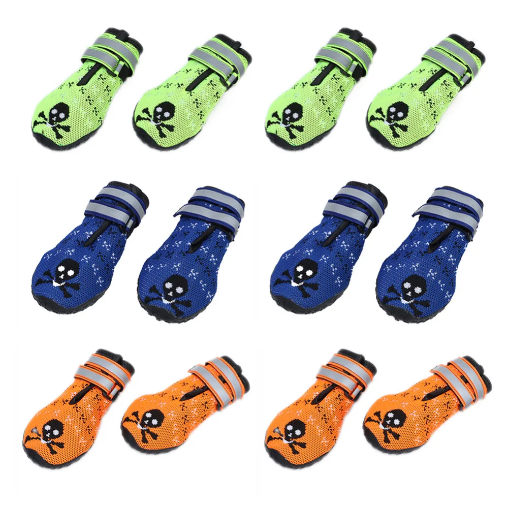 4 шт. светящаяся сетчатая Обувь для собак нескользящая подошва обувь больших и