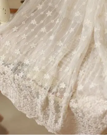 

1 ярд кремового хлопка, вышитая кружевная ткань с маргариткой, сетчатая кружевная ткань, свадебные украшения