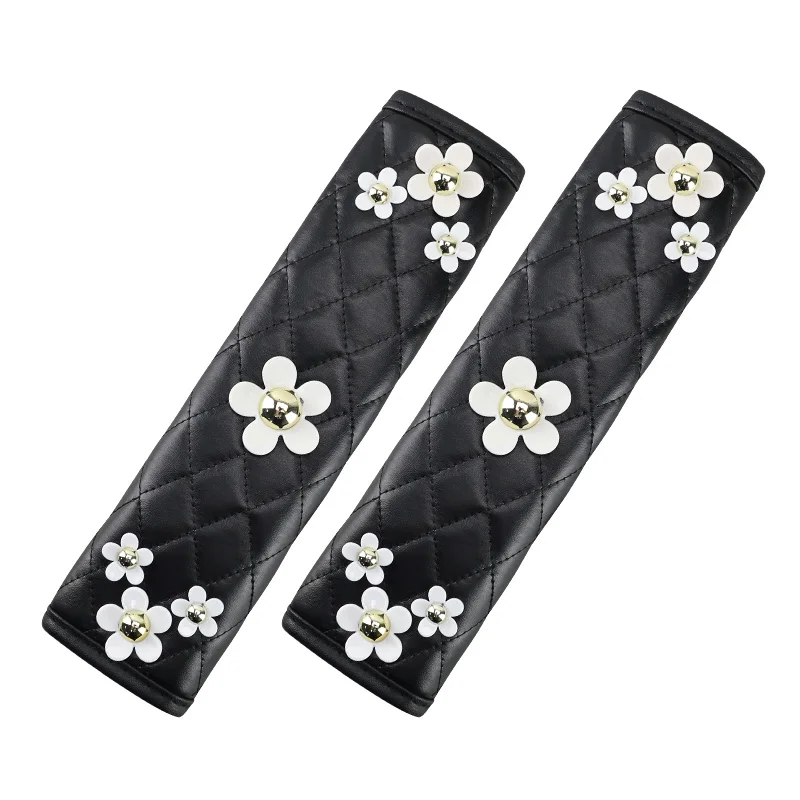 Кожаный чехол для ремня безопасности с милыми маргаритками и цветами Чехол