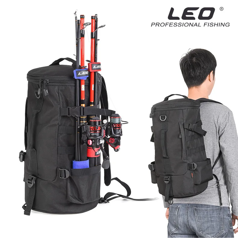 

Leo Fishing Bags 28085 Cylindrical Fishing Rod Reel Bag Backpack Fish Case Lure Outdoor Tackle 23L 1000D Polyester Pesca