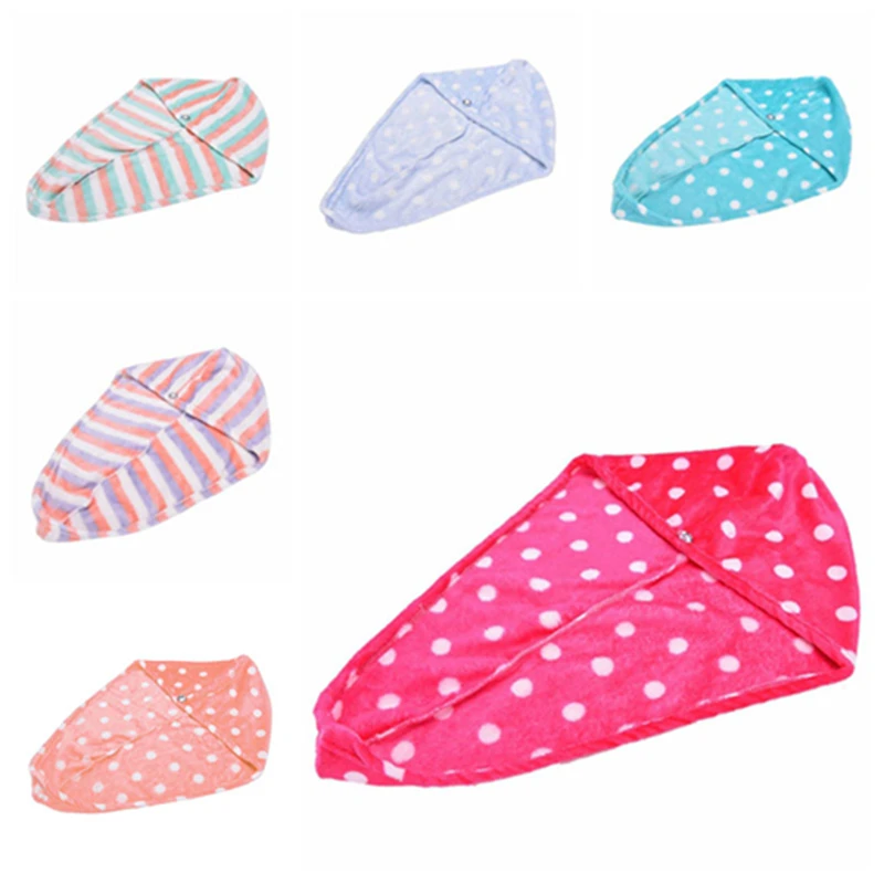 Быстросохнущий тюрбан для ванной сушильная Кепка с поворотом кнопка петля шляпа