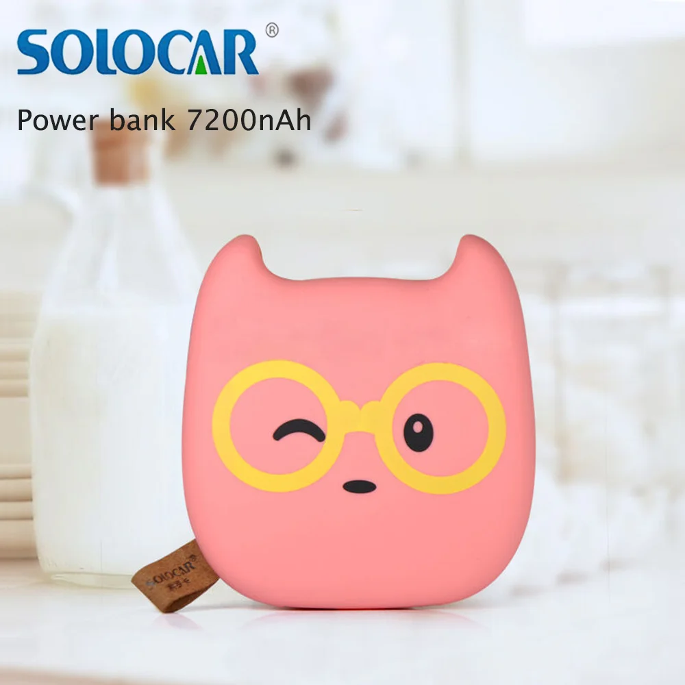 Solocar Портативный Банк силы Мультфильм Зарядное Устройство 18650 Power Bank 7500 мАч литий