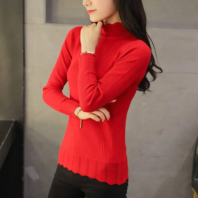 turtlenecks pull women's pullover korean sweaters female winter elastic sweater for women top long sleeve turtleneck | Женская