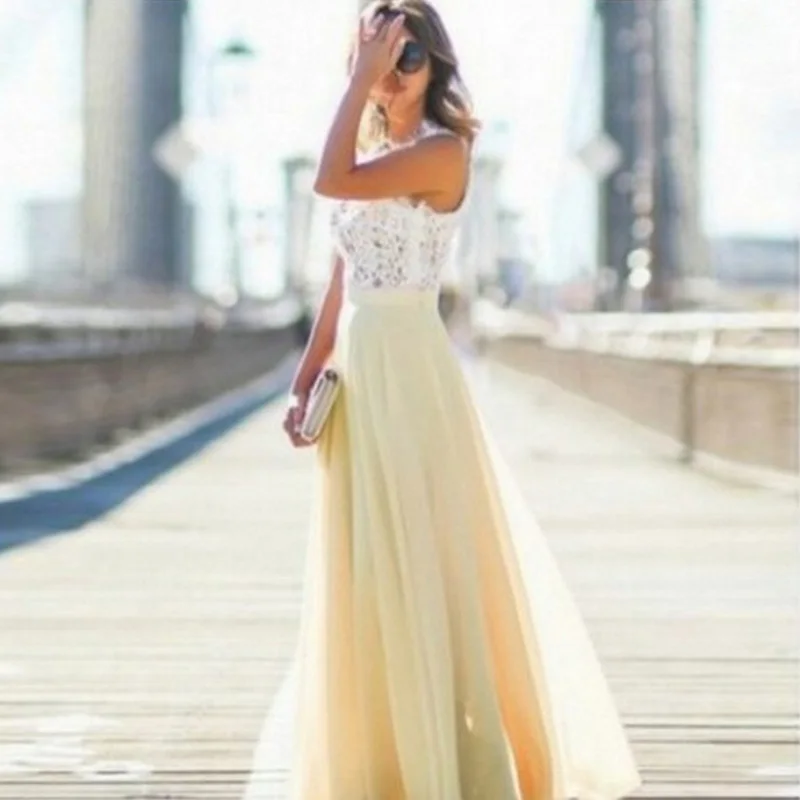 KEYING Gogooi New Arrival 2017 Sring Evening Party Hollow Out Beach Dress Womens Boho Sleeveless Maxi dresses | Женская одежда