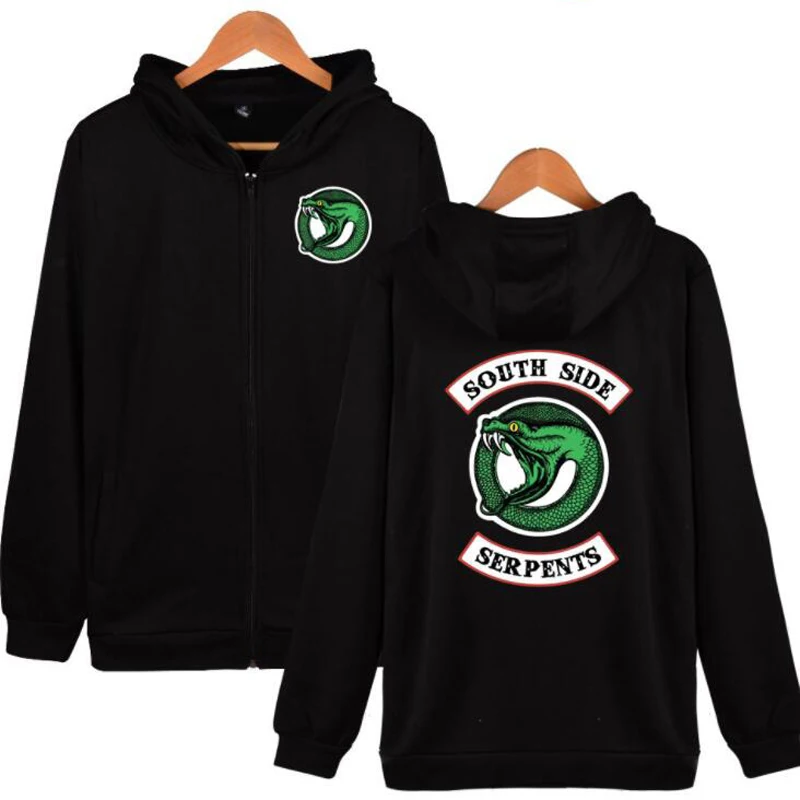 

Riverdale Hoodies Men Sudaderas Hombre south side serpents Hip Hop Hooded Zipper Sweatshirt Slim Fit Men Hoody Streetwear Male