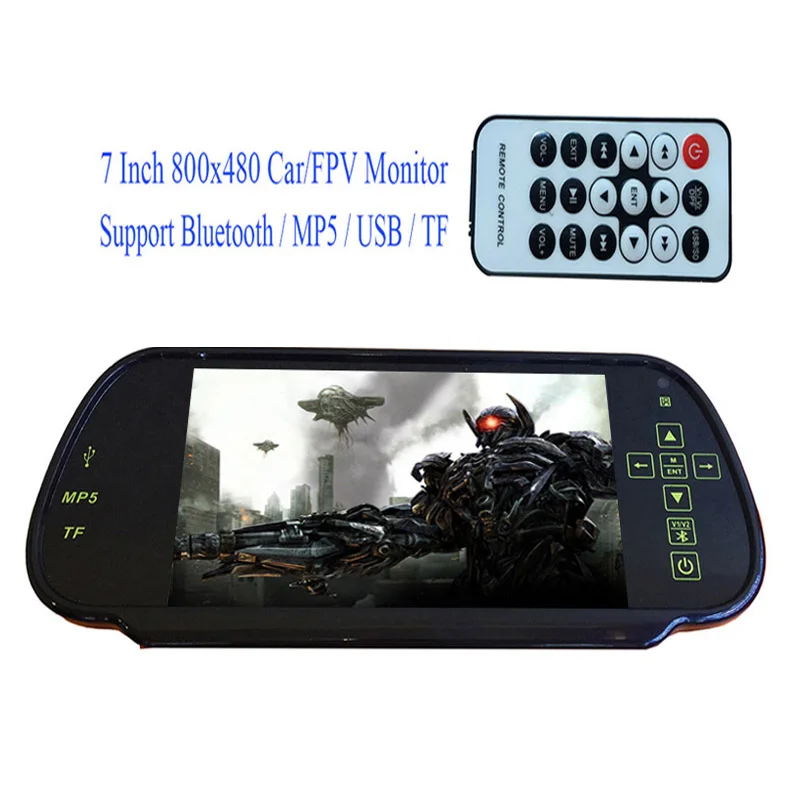 Автомобильное Зеркало с монитором Bluetooth MP5 TF USB 800x480 7 дюймовый экран + запасная