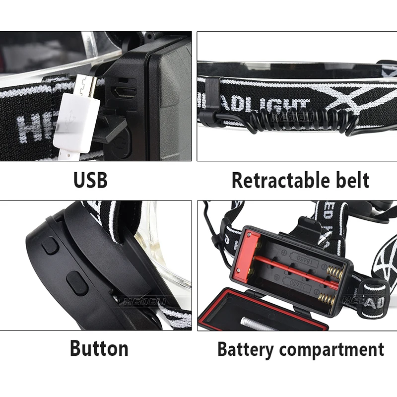 ИК датчик светодиодный налобный фонарь Перезаряжаемый usb светодиодные фары 4 cree
