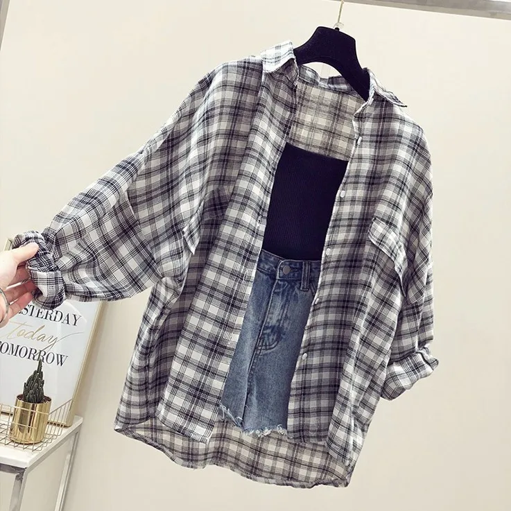 Новая Корейская женская рубашка Harajuku BF осенняя версия свободная с длинным