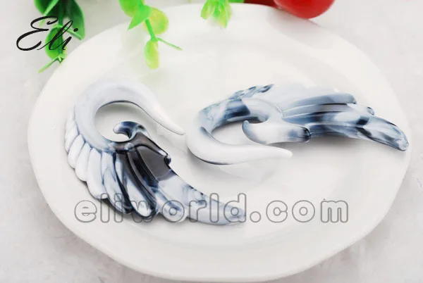 3mm-12.7mm Sold As Pair Fancy Acrylic Angle Wing Spiral Ear Taper Hanger Plug Gauges Expander Stretcher Body Piercing Jewelry | Украшения и