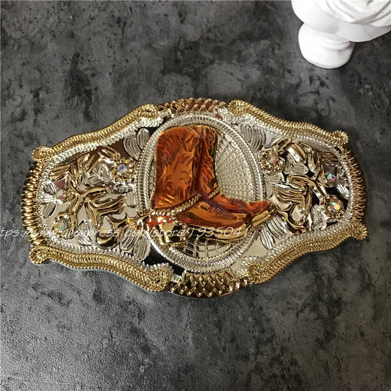 Роскошные золотые серии металлические пряжки ремня западной ковбойские ботинки