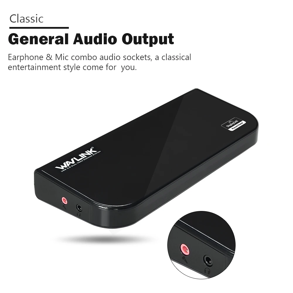 Wavlink USB 3.0 Universal Laptop Docking Station Dual Video Support Dvi/Hdmi/Vga to 2048X1152 External Graphics Ethernet 6 Ports