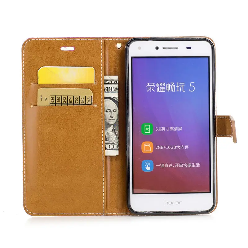 Телефон чехол для Huawei Ascend Y5 II КОВБОЙ кожаный с подставкой бумажник слоты карт