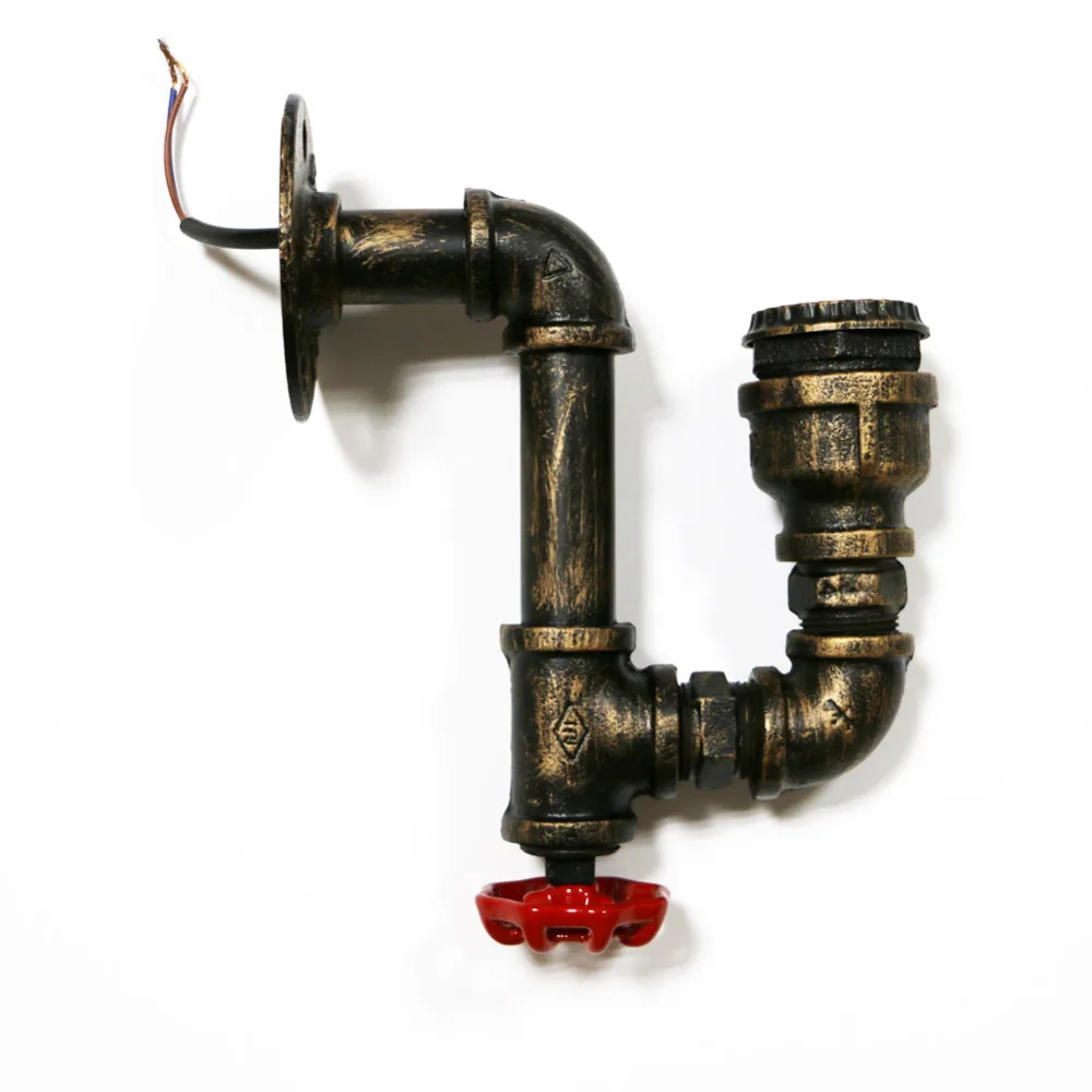 

Loft Industrial iron rust Water pipe retro wall lamp Vintage E27 sconce lights steampunk house lighting fixtures