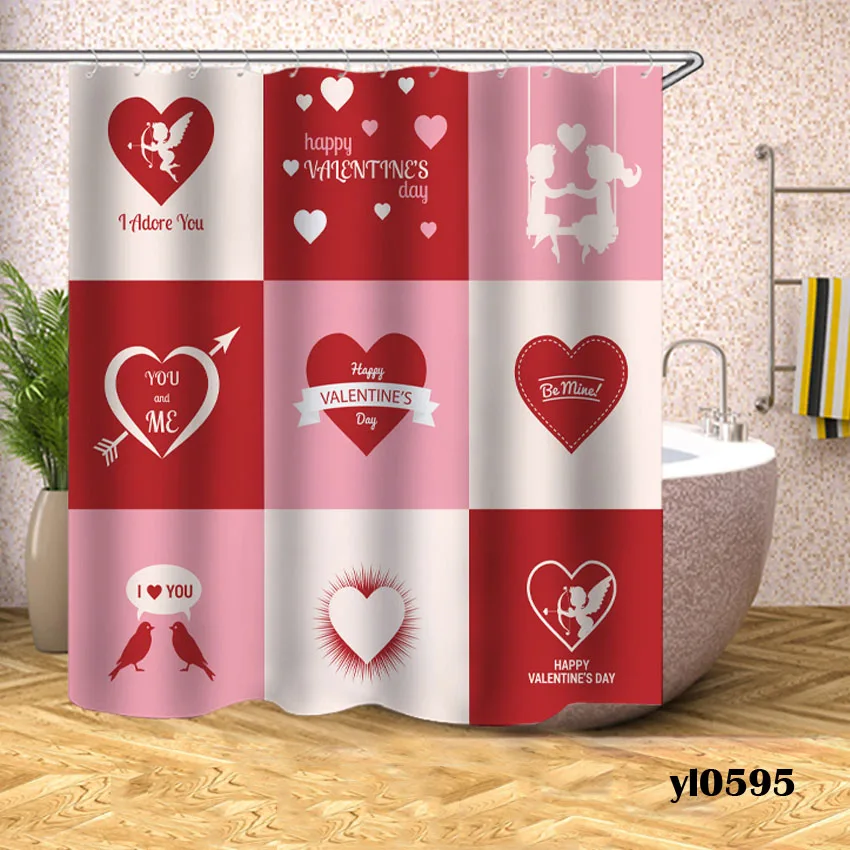 Love Heart занавеска для душа s водонепроницаемый принт для ванной шторка для ванной большой широкий купальный чехол для дома отель Rideau De Bain - Цвет: Pattern 5
