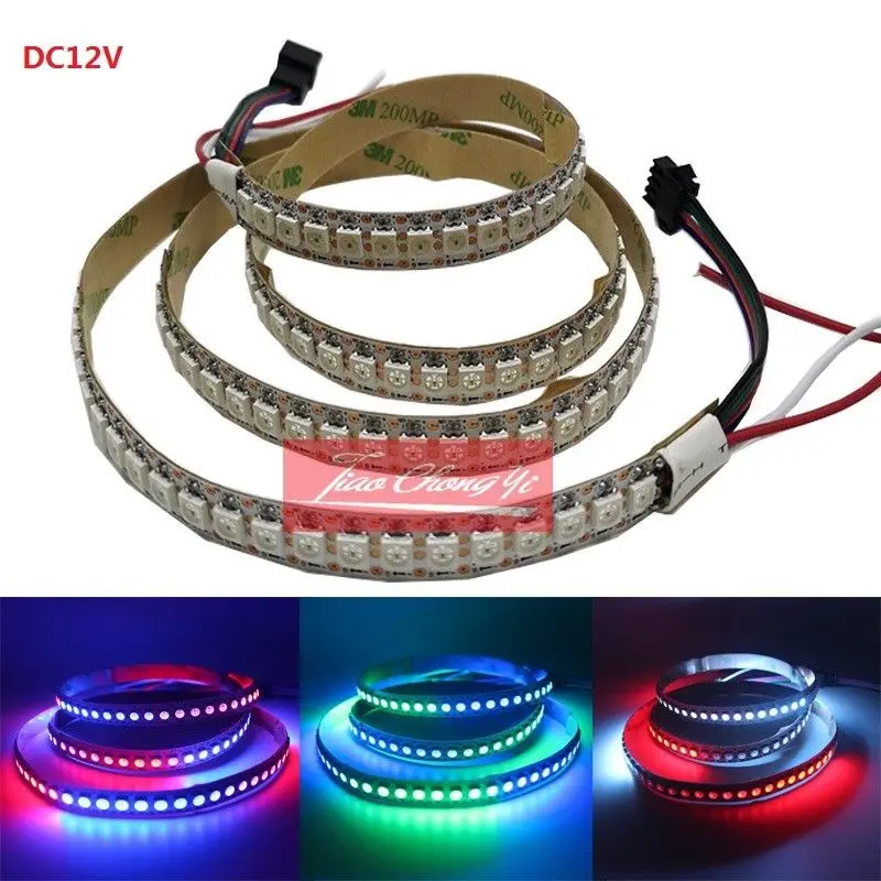 DC12V 8208 IC 5050 1 м 144LED RGB Светодиодные полосы света адресуемых белый PCB IP20