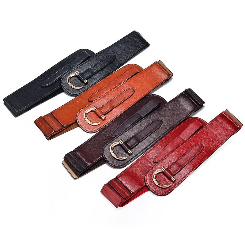 2019   brand new  women  wide elastic  leather  belt  fashion dress   belts