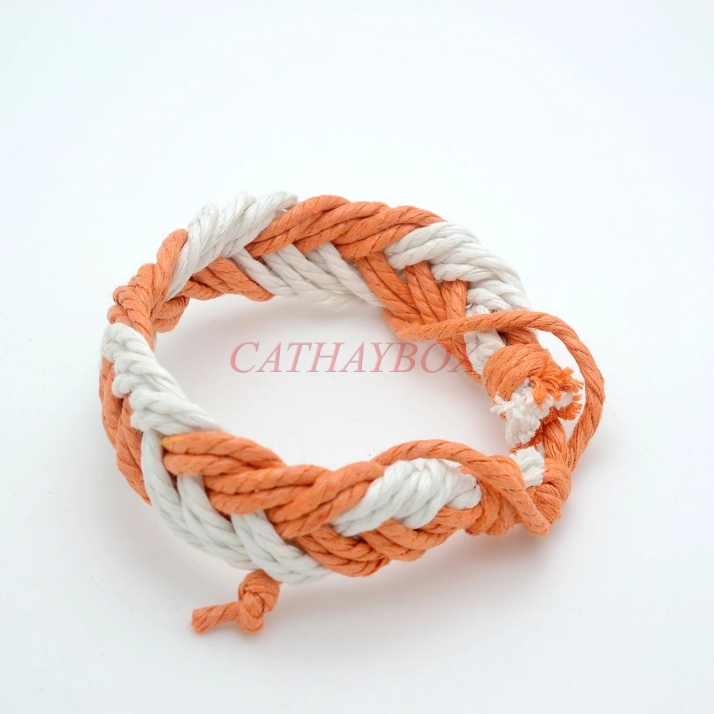 Женский модный плетеный браслет ручной работы в полоску красного желтого