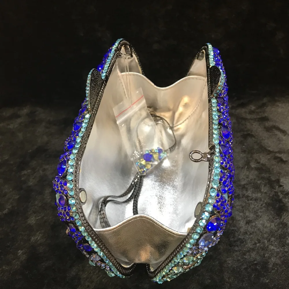 

Mini Blue Clutch Crystal Women Party Handbags Light Purple Dinner Clutches Fashion Purse Evening Bags Clutches Women Chain Bag