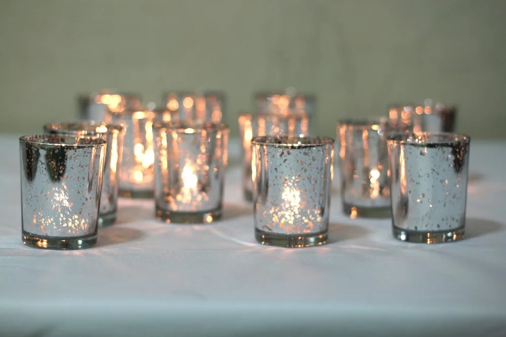 Бесплатная доставка золотой и серебряный стеклянный подсвечник 12 шт./лот 2 5