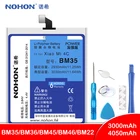 NOHON BM35 BM36 BM45 BM46 BM22 Батарея для Xiaomi mi 4C 5 5S Red mi Note 2 3 Note2 Note3 телефон Замена Bateria реального Ёмкост