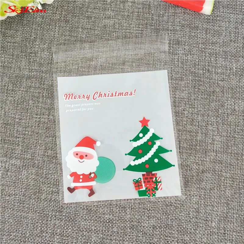 100 Pcs10x10cm милый Санта Клаус пластиковый целлофан конфеты печенья подарочные сумки